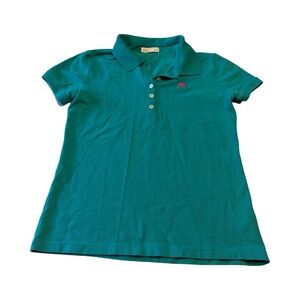 Aeropostale Womens Teal Green A87 Logo Pique Polo Shirt Size Large Short Sleeve